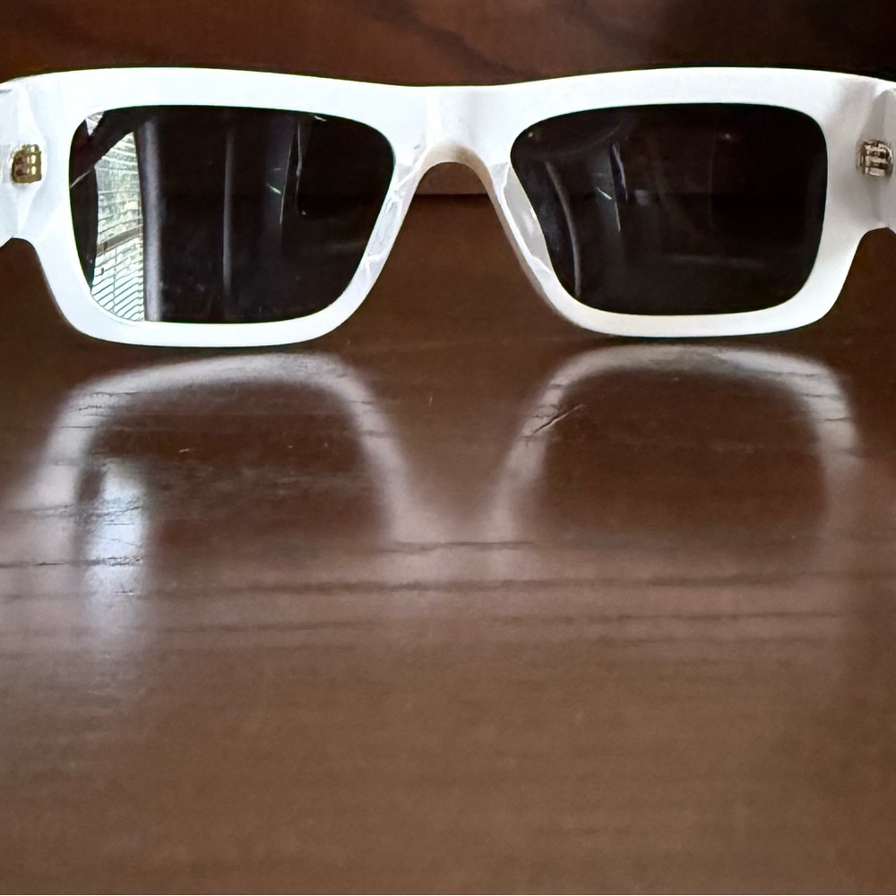 White Rectangular Sunglasses - image 3